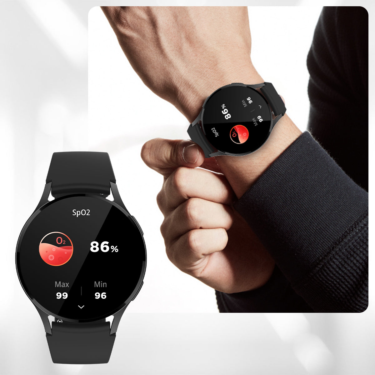 Colmi i28 Ultra Smartwatch mat Bluttsauerstoffmiessung, fortgeschrattem Gesondheetstracking, 10 Deeg Batterielaufzäit an IP68 Waasserdichtheet.