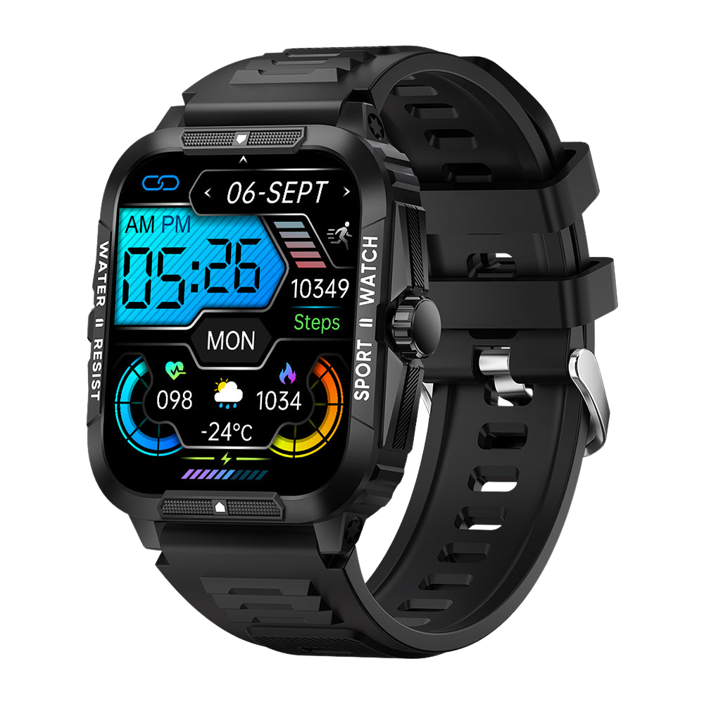 COLMI P76 Smartwatch 1.96 Outdoor Sport Fitness 3ATM Waasserdicht Schwaarz