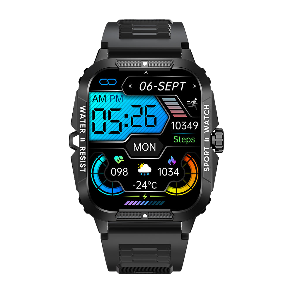 COLMI P76 Smartwatch 1.96 Outdoor Sport Fitness 3ATM Waasserdicht Schwaarz Front