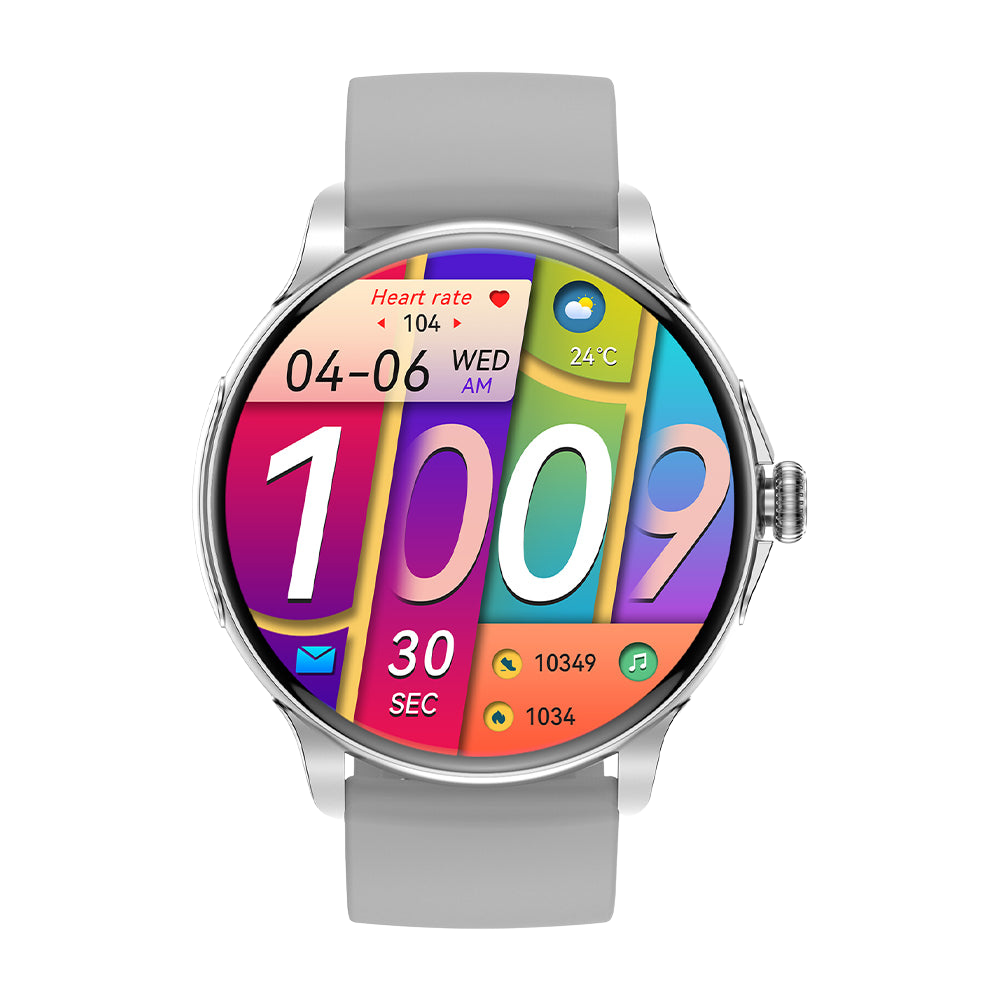 COLMI V72 Smart Auer Elegant AMOLED Display Fitness Tracking IP68 Waasserdicht Sëlwer Front