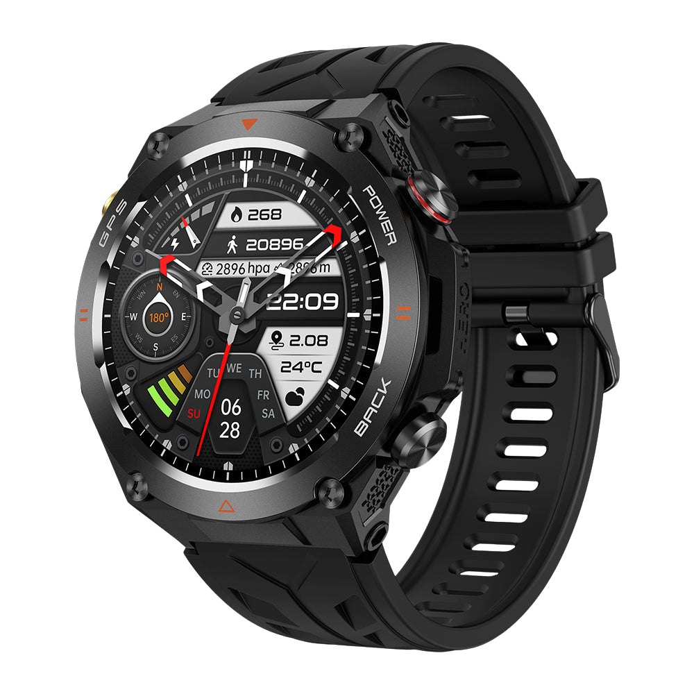 COLMI V75 GPS Smartwatch Robust Outdoor Fitness Tracker Schwaarz