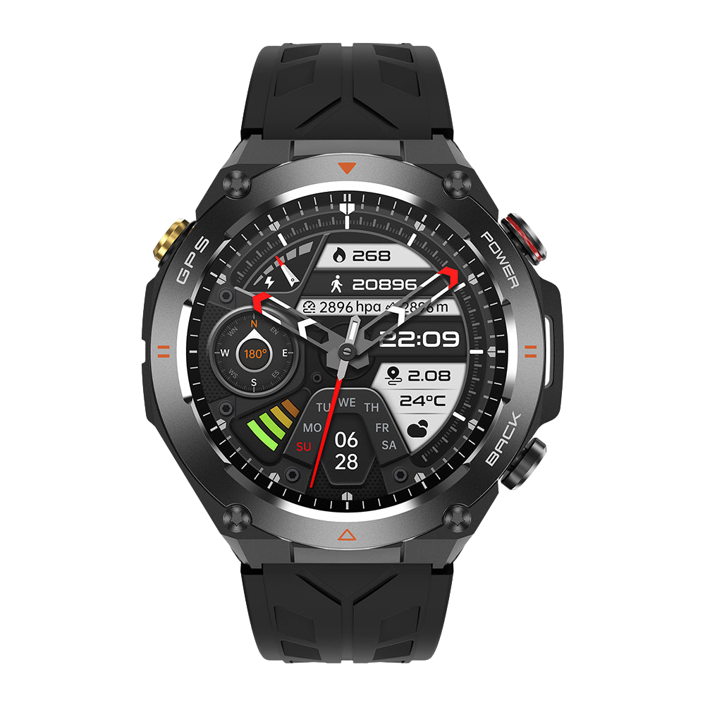 COLMI V75 GPS Smart Auer Robust Outdoor Fitness Tracker Schwaarz Front