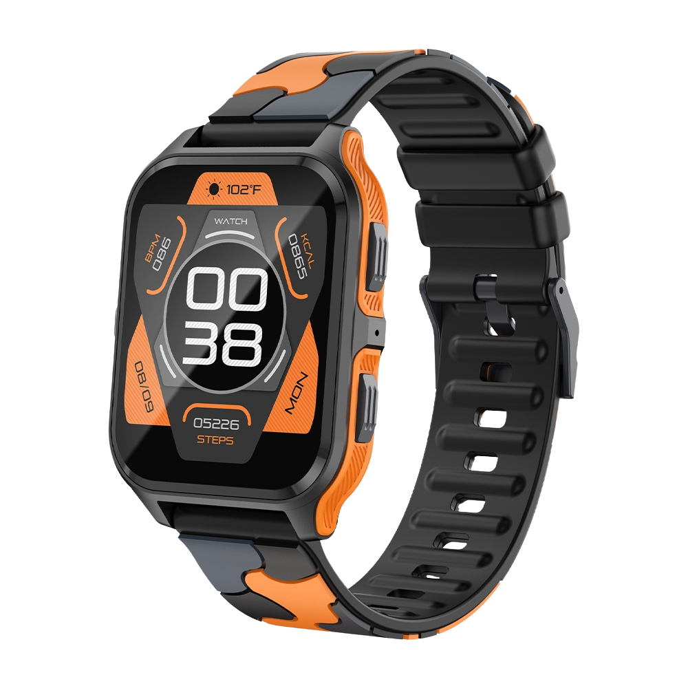 COLMI P73 Smartwatch 1.9″ Display Outdoor Uriff IP68 Waasserdicht Smartwatch schwaarz orange Camouflage