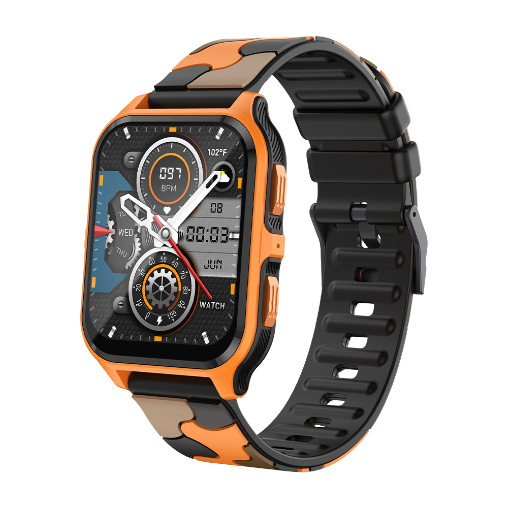 COLMI P73 Smartwatch 1.9″ Display Outdoor Uriff IP68 Waasserdicht Smartwatch Orange Schwaarz Camouflage