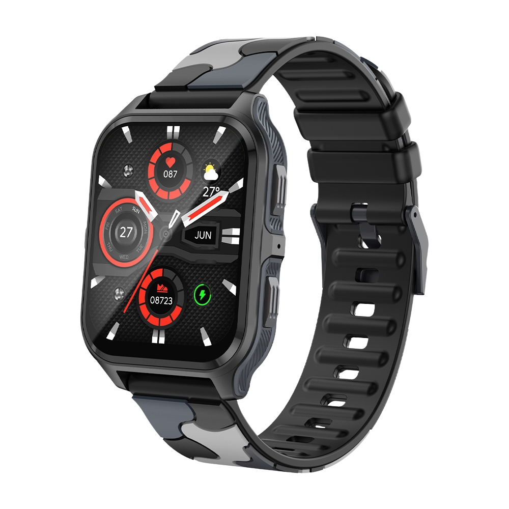 COLMI P73 Smartwatch 1.9″ Display Outdoor Uriff IP68 Waasserdicht Smartwatch schwaarz Camouflagefaarf