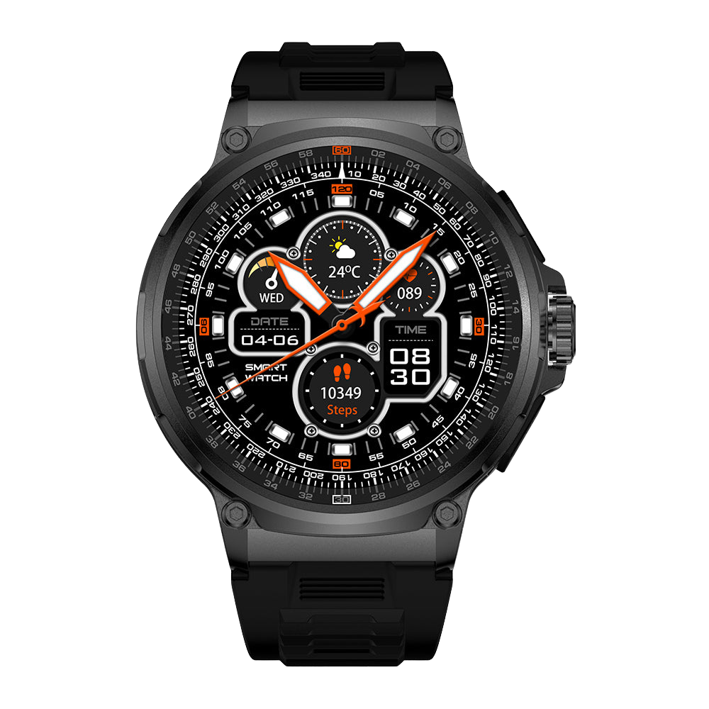 COLMi V69 Smartwatch - 1,85 Zoll groussen Display, Gesondheetsiwwerwaachung, waasserdicht & stilvoll schwaarz Front