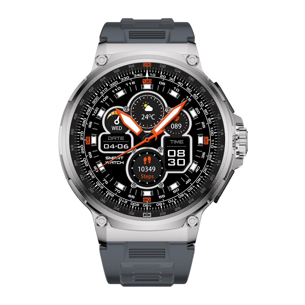 COLMi V69 Smartwatch - 1,85 Zoll groussen Display, Gesondheetsiwwerwaachung, waasserdicht & stilvoll sëlwer Front