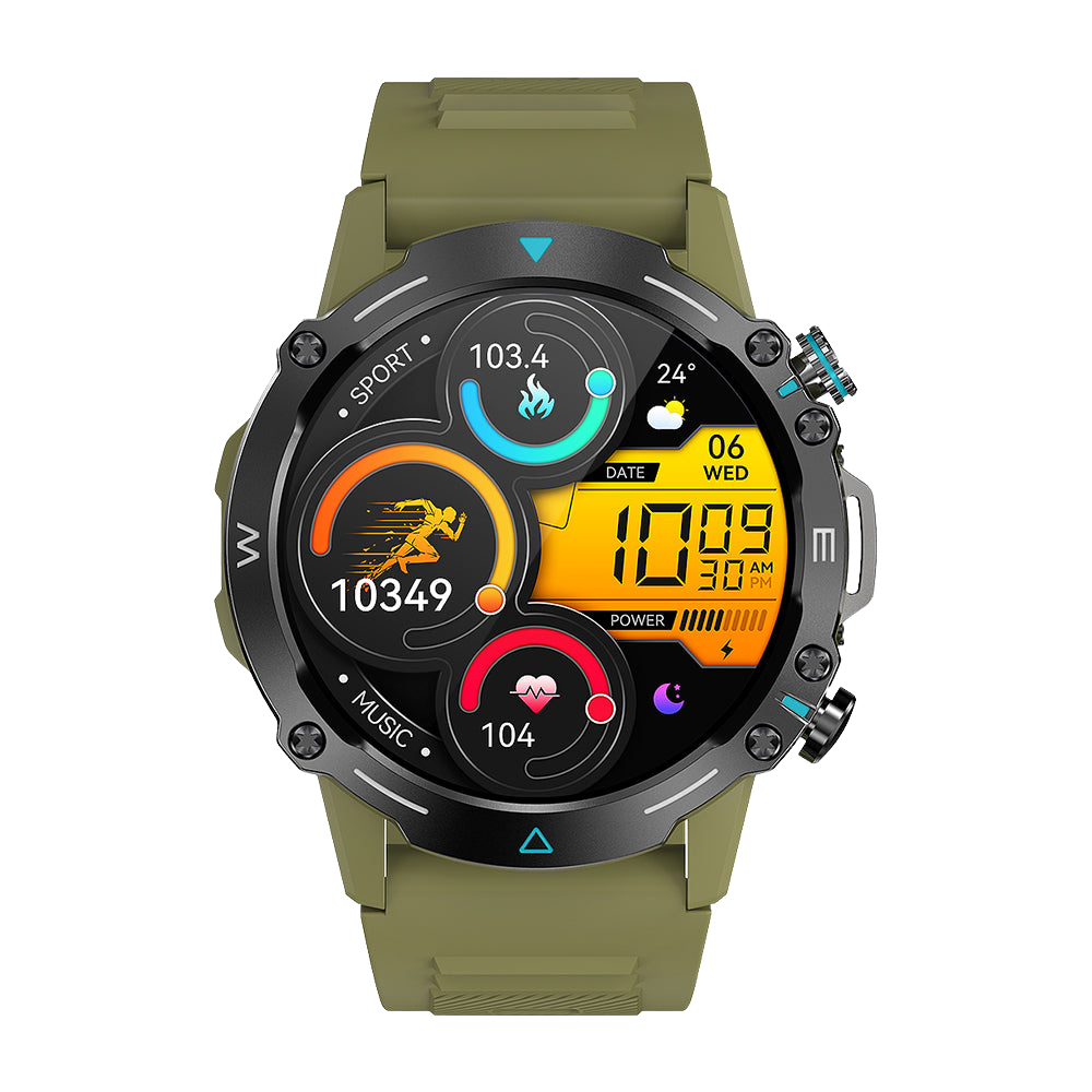 Gréng Colmi M42 Smartwatch mat schlankem Design, mat iwwer 100 Sportmodi an enger Batterielaufzäit vun 10 Deeg.