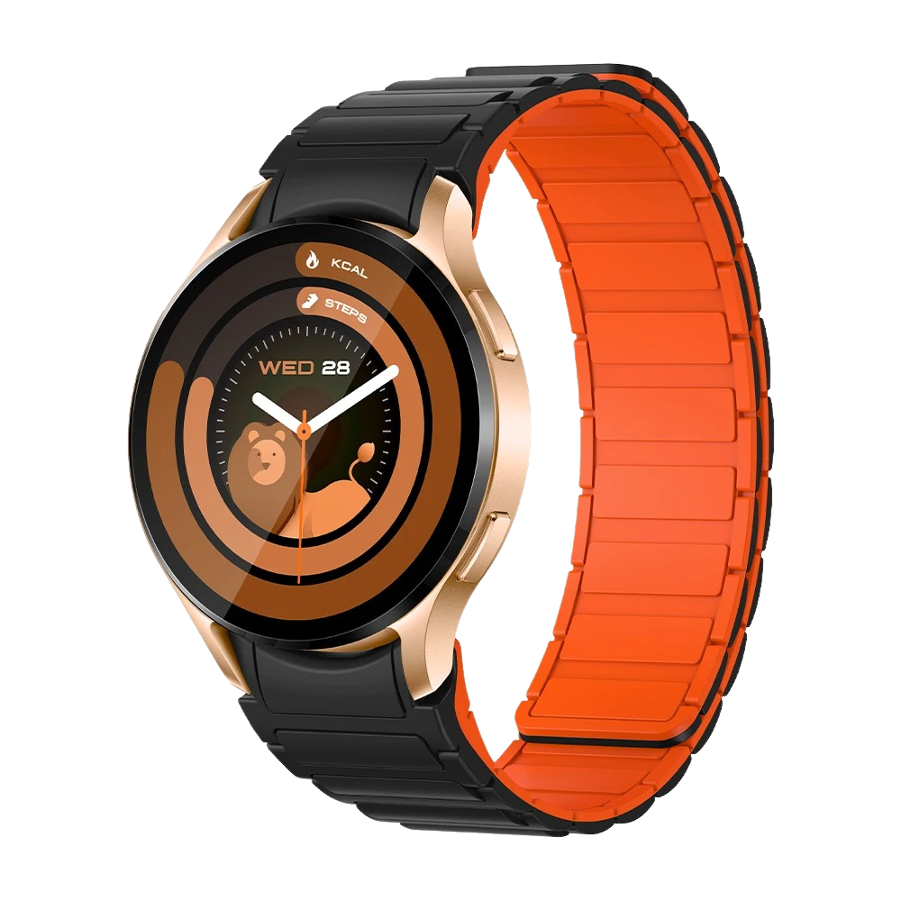 Gold Colmi i28 Ultra Smartwatch mat Magnéitarmband, mat engem kreesfërmegen Display, fortgeschrattene Gesondheetssensoren, 10 Deeg Batterielaufzäit an IP68 Waasserdichtheet.