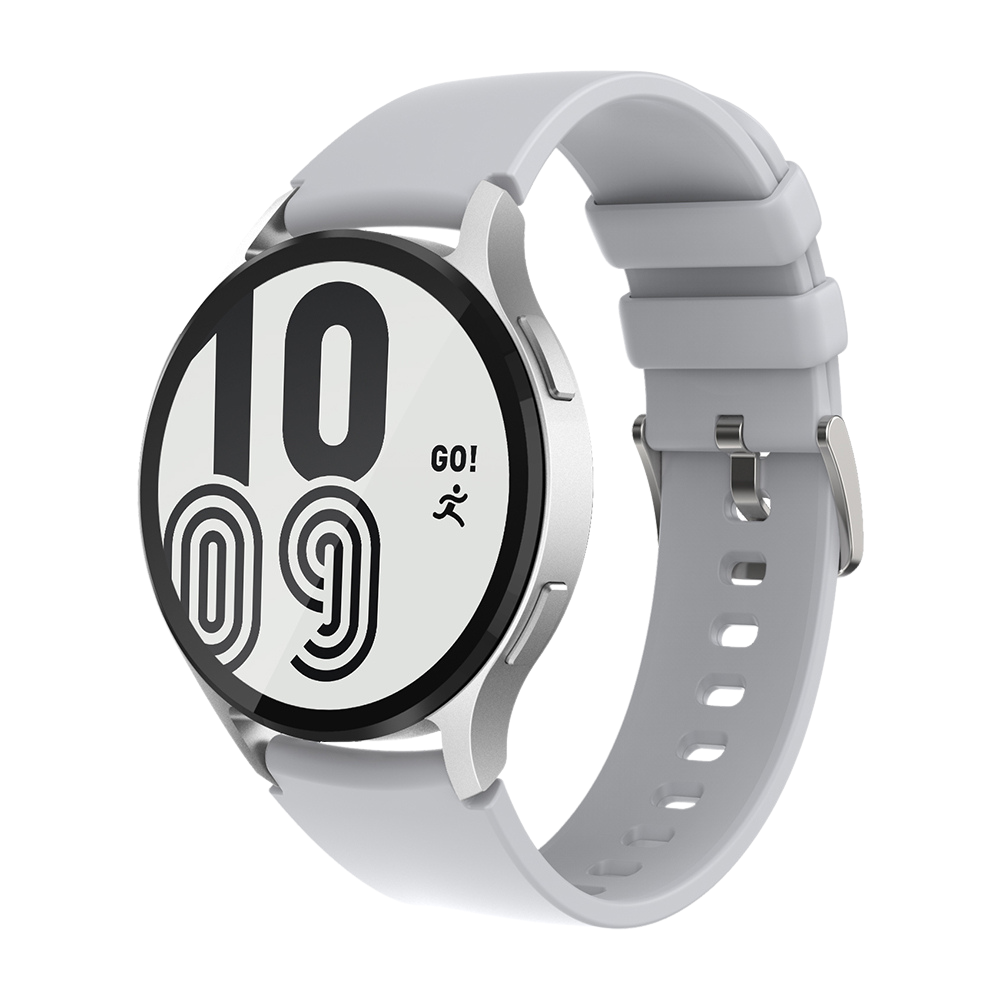 Eng sëlwer Colmi i28 Ultra Smartwatch um Handgelenk, mat sengem kreesfërmegen Zifferblat, fortgeschratt Gesondheets-Tracking-Funktiounen, engem 10-Deeg Batterielaufzäitindikator an enger IP68-Waasserdichtheetsklass.